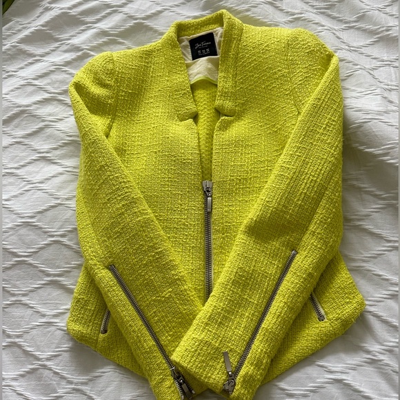Zara Trafaluc Neon Yellow Tweed Blazer - Picture 2 of 5